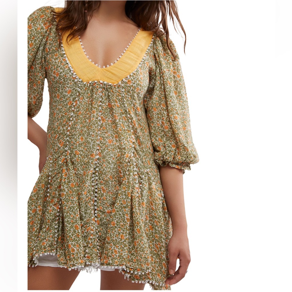 Free People 🌼🌼 Bali Coral Floral print mini dress NWT - Picture 8 of 15